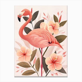 Andean Flamingo And Plumeria Minimalist Illustration 2 Canvas Print