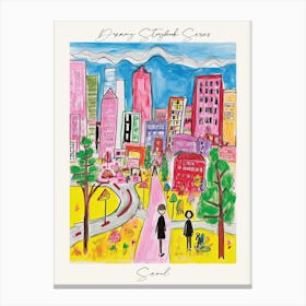 Poster Of Seoul, Dreamy Storybook Illustration 3 Canvas Print