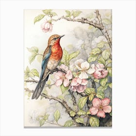 Storybook Animal Watercolour Hummingbird Canvas Print