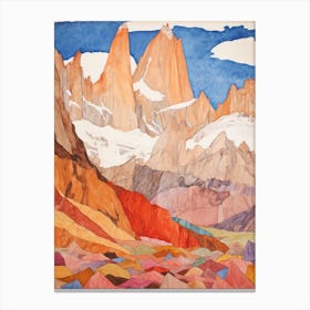 Fitz Roy Chile Argentina2 Colourful Mountain Illustration Canvas Print