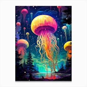 Jellyfish In The Night Sky Canvas Print