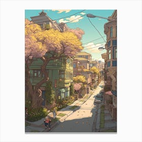 Springtime San Francisco Studio Ghibli Style 2 Canvas Print
