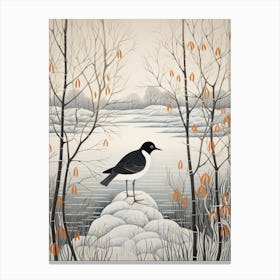 Winter Bird Painting Coot 1 Canvas Print