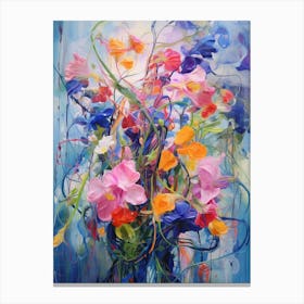 Abstract Flower Painting Lobelia 3 Canvas Print