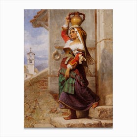 Woman Carrying A Water Jug Canvas Print
