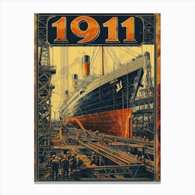 Aihrgdesign A Vintage Engineering Poster Showing The Titanic 3 Canvas Print