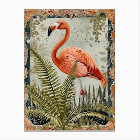 Greater Flamingo And Ferns Boho Print 4 Canvas Print