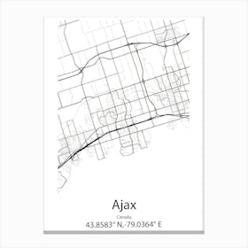 Ajax,Canada Minimalist Map Canvas Print