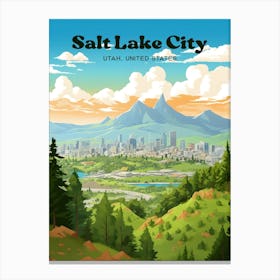 Salt Lake City Utah USA Forest Modern Travel Illustration Canvas Print