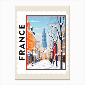 Retro Winter Stamp Poster Cologne France Canvas Print