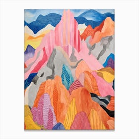 Mount Olympus Greece 3 Colourful Mountain Illustration Canvas Print