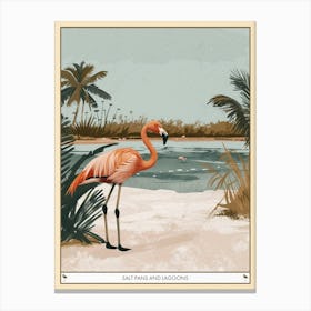 Greater Flamingo Salt Pans And Lagoons Tropical Illustration 8 Poster Canvas Print