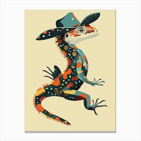 Lizard With A Cow Print Cowboy Hat Modern Abstract Illustration 1 Canvas Print