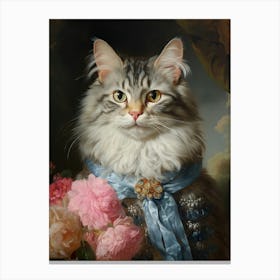 Royal Cat Portrait Rococo Style 2 Canvas Print