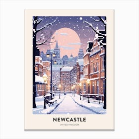 Winter Night  Travel Poster Newcastle United Kingdom 3 Canvas Print