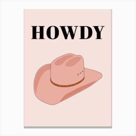 Howdy - Cowboy Hat Peach Canvas Print