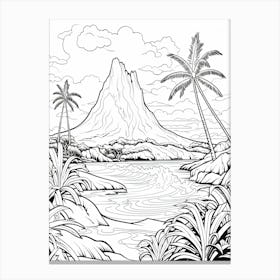The Island Of Motunui (Moana) Fantasy Inspired Line Art 1 Canvas Print