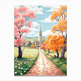 The Cotswolds England 5 Hike Illustration Canvas Print