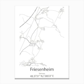 Friesenheim,Germany Minimalist Map Canvas Print