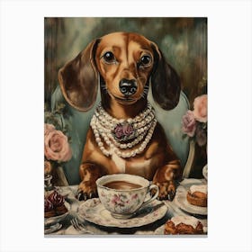 Dachshund Tea Party Canvas Print