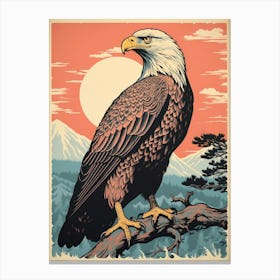 Vintage Bird Linocut Bald Eagle 1 Canvas Print