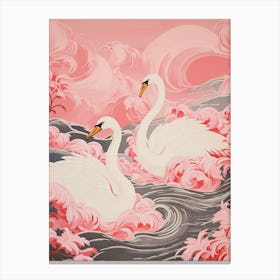 Vintage Japanese Inspired Bird Print Swan 7 Canvas Print