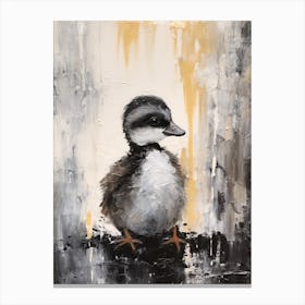 Duckling Grey Black & Yellow Gouache Painting Inspired 1 Canvas Print