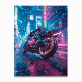 Motorcycle In The Rain 3 Canvas Print