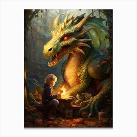 Peaceful Dragon And Kids 3 Canvas Print