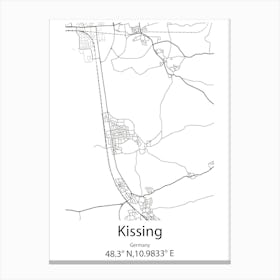 Kissing,Germany Minimalist Map Canvas Print