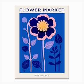 Blue Flower Market Poster Portulaca 1 Canvas Print