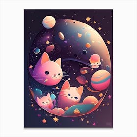 Galaxies Kawaii Kids Space Canvas Print