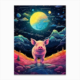 Pig In The Night Sky 1 Canvas Print