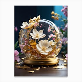 Snow Globe With Flowers Canvas Print