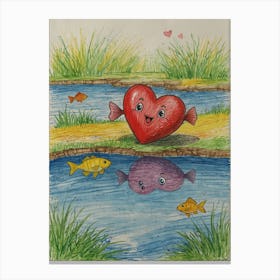 Heart With Fishes Canvas Print