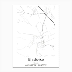 Braslovce,Slovenia Minimalist Map Canvas Print