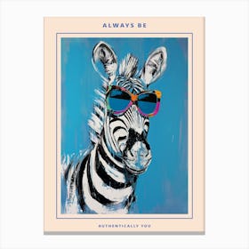Kitsch Portrait Of A Zebra In Sunglasses 4 Poster Canvas Print