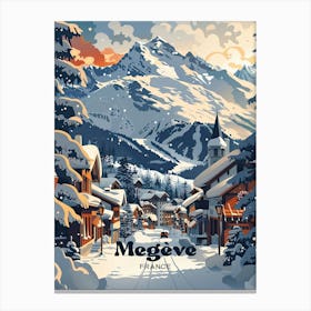 Megeve France Alpine Art Illustration Canvas Print