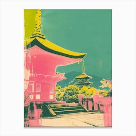 Kiyomizu Dera Temple In Kyoto Duotone Silkscreen 1 Canvas Print