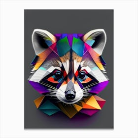 Baby Raccoon Modern Geometric Canvas Print