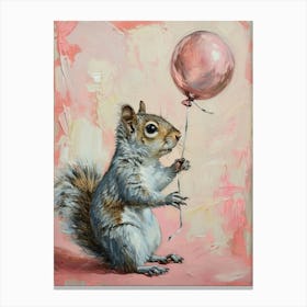 Cute Squirrel 2 With Balloon Canvas Print