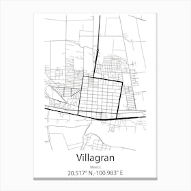 Villagran,Mexico Minimalist Map Canvas Print