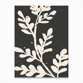 White Leaf Print Canvas Print