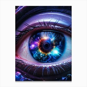 Alien Eye Ufo Reflection Capturing Cosmic Wonder Close Up Of Iridescent Pupil Mysterious Extrater Canvas Print