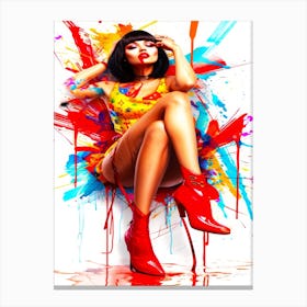 Fashion Model Icon - Model Pose Sitting Canvas Print