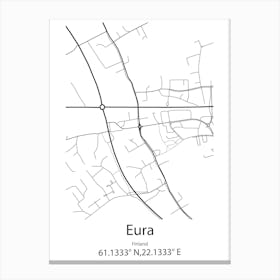 Eura,Finland Minimalist Map Canvas Print