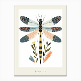 Colourful Insect Illustration Damselfly 5 Poster Canvas Print