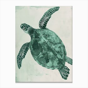 Turquoise Watercolour Inspired Sea Turtle Canvas Print