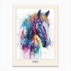 Horse Colourful Watercolour 4 Poster Canvas Print