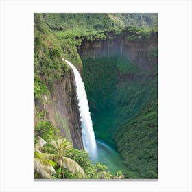 Wailua Falls, United States Realistic Photograph (1) Canvas Print